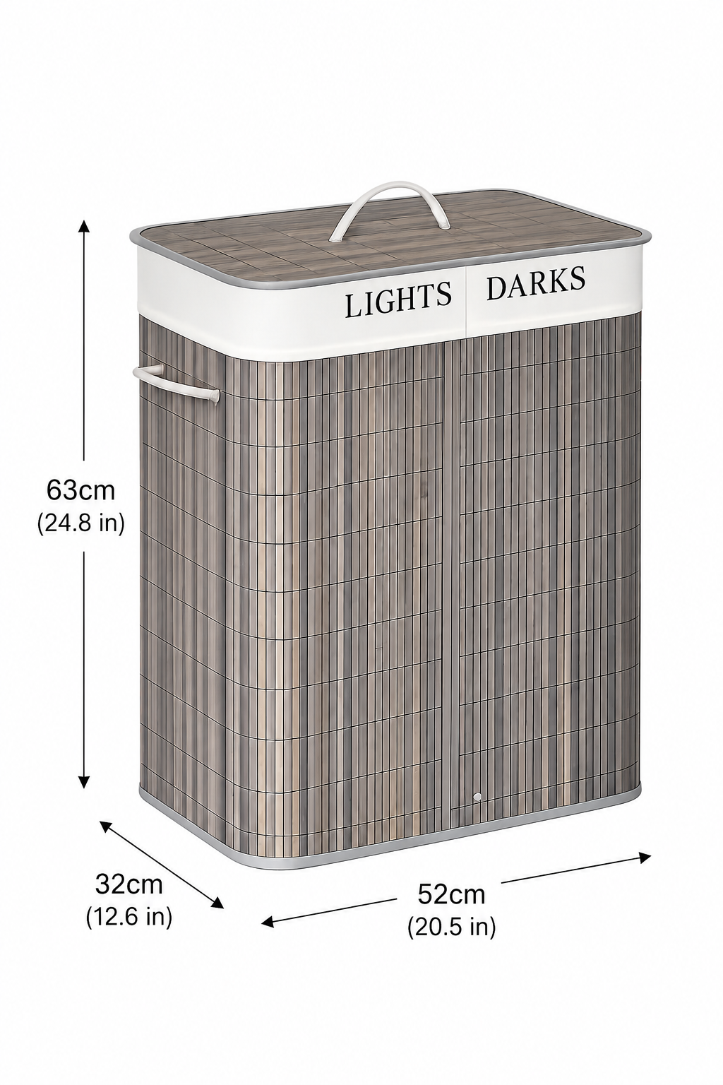 Bamboo Luxe 100L Lidded Laundry Hamper - Dark Bamboo