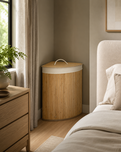 Bamboo Luxe Corner Laundry Hamper – 55L