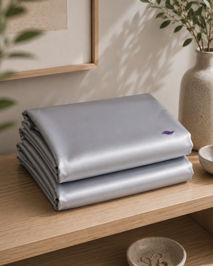 Silver Satin - VellaMore’s Bespoke Pure Silk Pillowcase