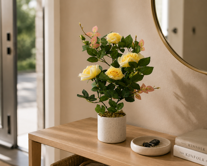 Potted Artificial Yellow Rose