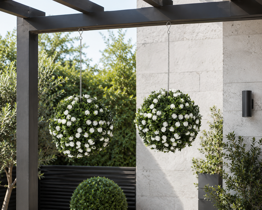 Artificial Topiary Rose Balls - Set of 2