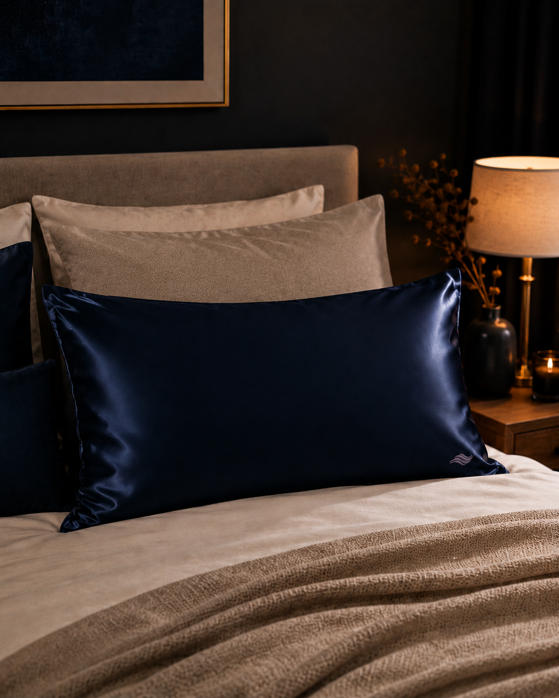 Obsidian Navy - VellaMore’s Bespoke Pure Silk Pillowcase