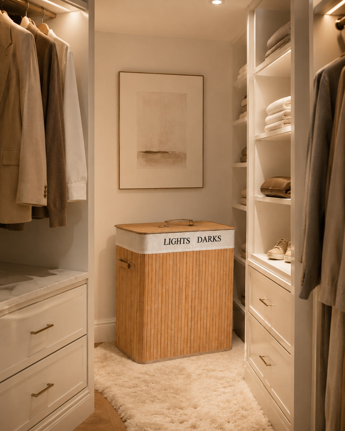 Bamboo Luxe 100L Lidded Laundry Hamper - Light Bamboo