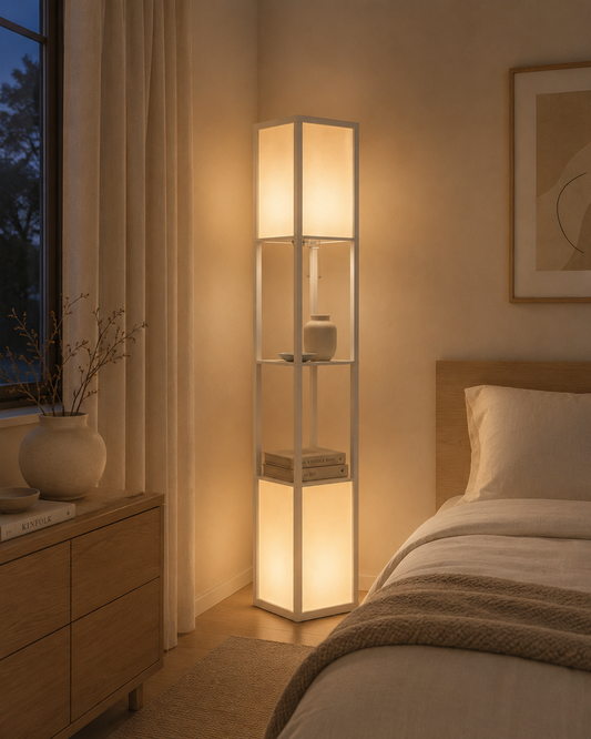 Modern Shelf Lamp with Dual Lighting - Light Grey