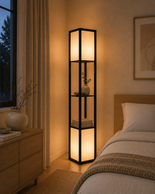 Modern Shelf Lamp with Dual Lighting - Black