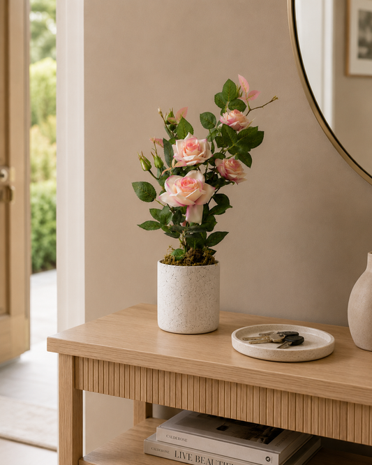 Potted Artificial Pink Rose