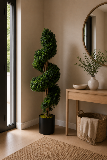 Potted Artificial Spiral Buxus Tree