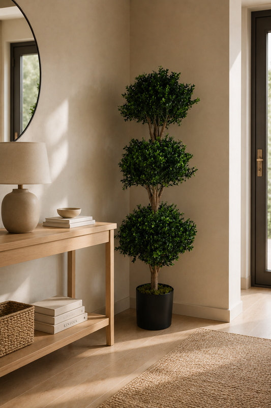 Potted Artificial Triple Ball Topiary