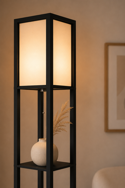 Modern Shelf Lamp with Dual Lighting - Black