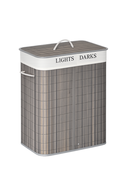 Bamboo Luxe 100L Lidded Laundry Hamper - Dark Bamboo