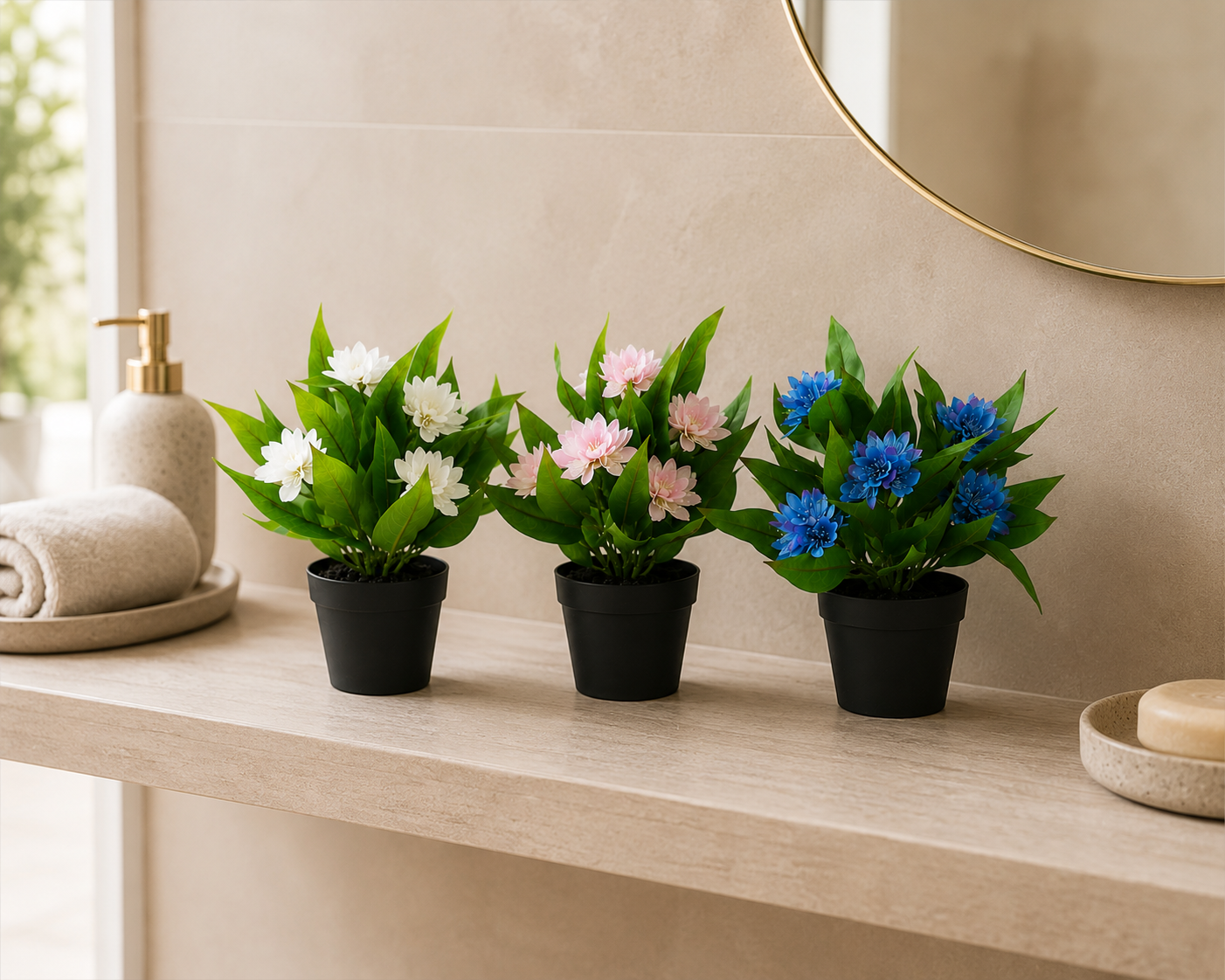 3-Pack Artificial Faux Freesia Plants