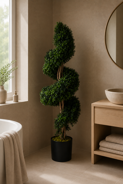 Potted Artificial Spiral Buxus Tree