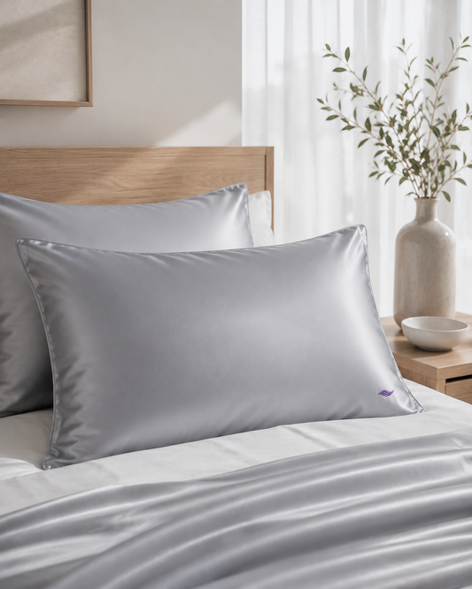 Silver Satin - VellaMore’s Bespoke Pure Silk Pillowcase