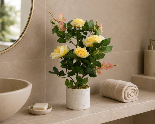 Potted Artificial Yellow Rose