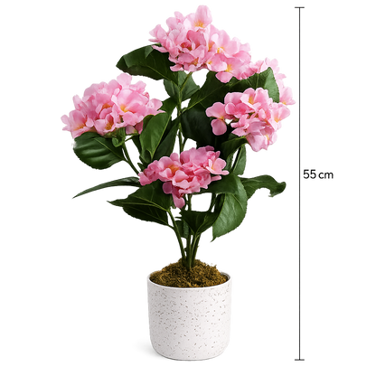 Potted Artificial Pink Hydrangea
