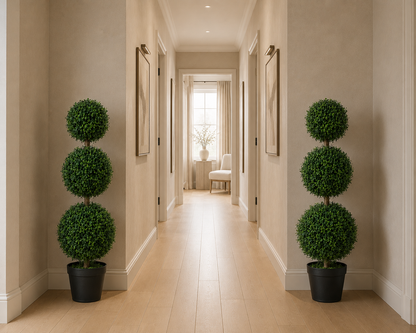 Decorative Artificial Boxwood Trees - Set of 2