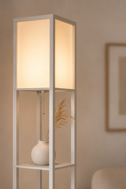 Modern Shelf Lamp with Dual Lighting - Light Grey