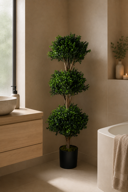 Potted Artificial Triple Ball Topiary