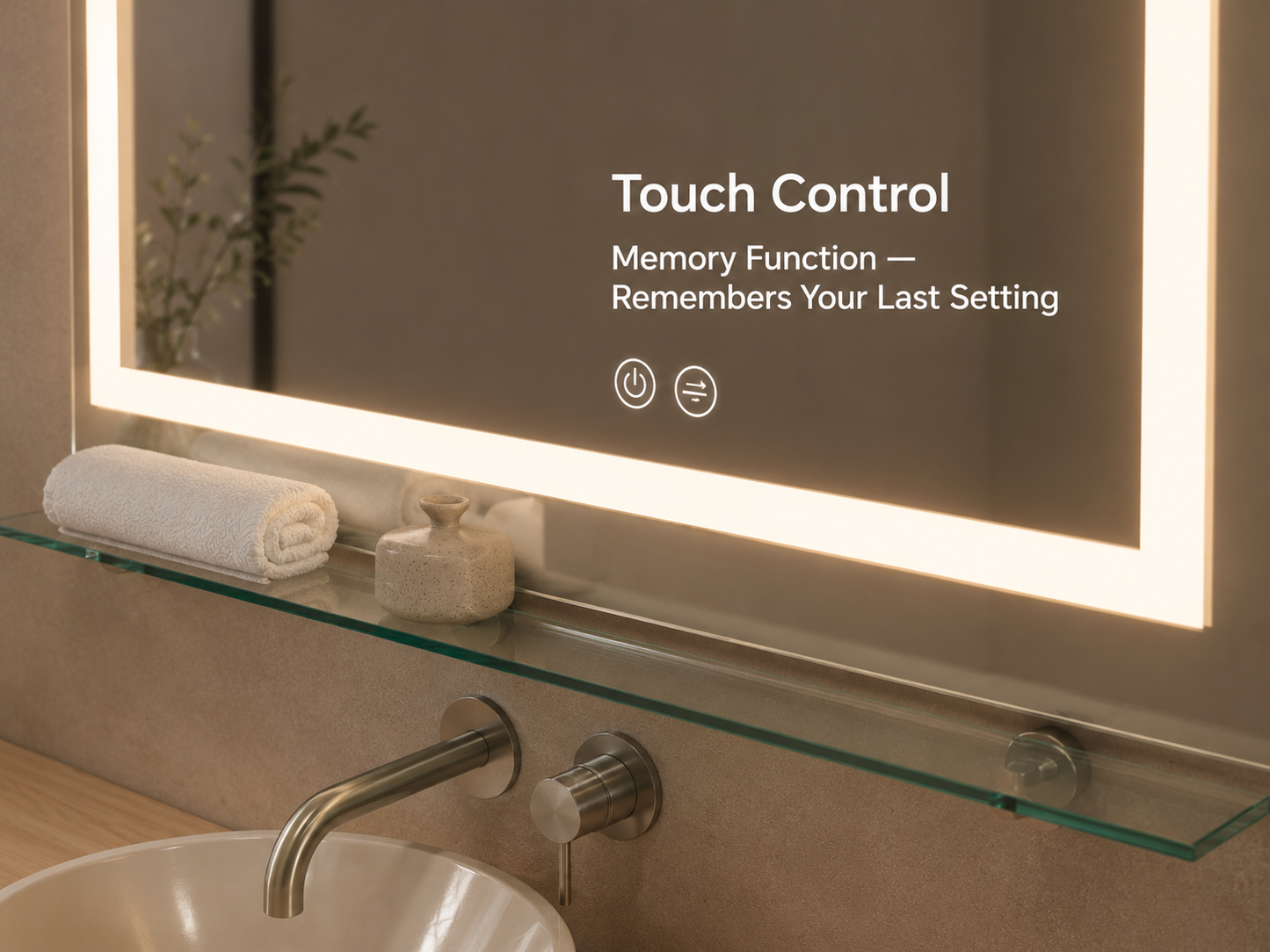 Dimmable Defog LED Vanity Mirror