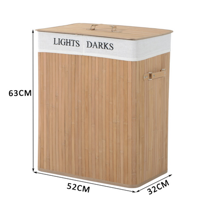 Bamboo Luxe 100L Lidded Laundry Hamper - Light Bamboo