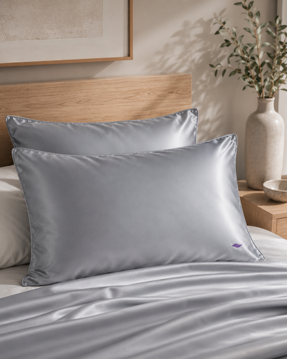 Silver Satin - VellaMore’s Bespoke Pure Silk Pillowcase