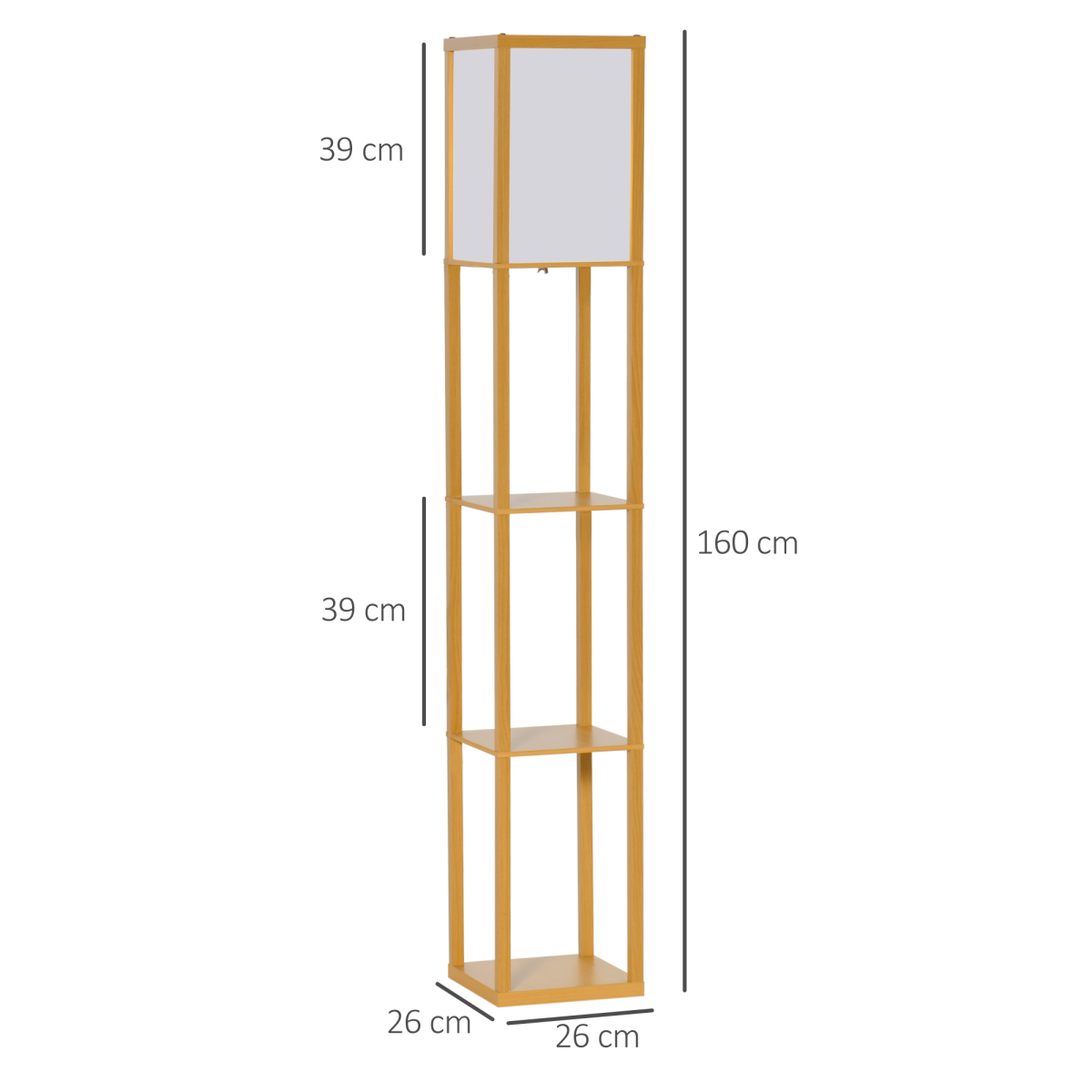 4‑Tier Storage Floor Lamp – Natural