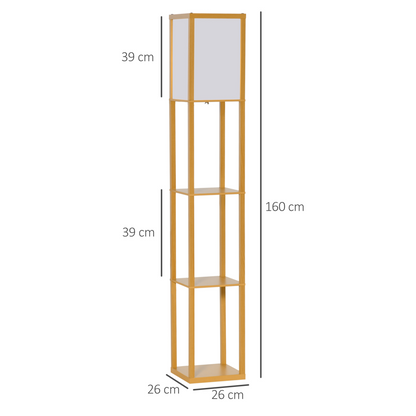 4‑Tier Storage Floor Lamp – Natural