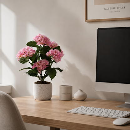 Potted Artificial Pink Hydrangea