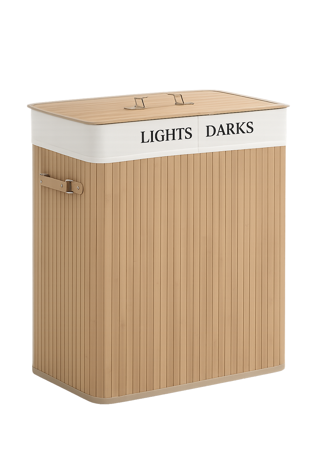Bamboo Luxe 100L Lidded Laundry Hamper - Light Bamboo