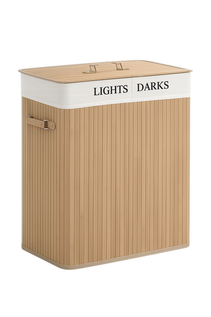 Bamboo Luxe 100L Lidded Laundry Hamper - Light Bamboo