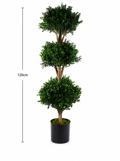 Potted Artificial Triple Ball Topiary