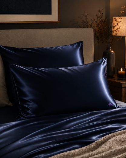 Obsidian Navy - VellaMore’s Bespoke Pure Silk Pillowcase
