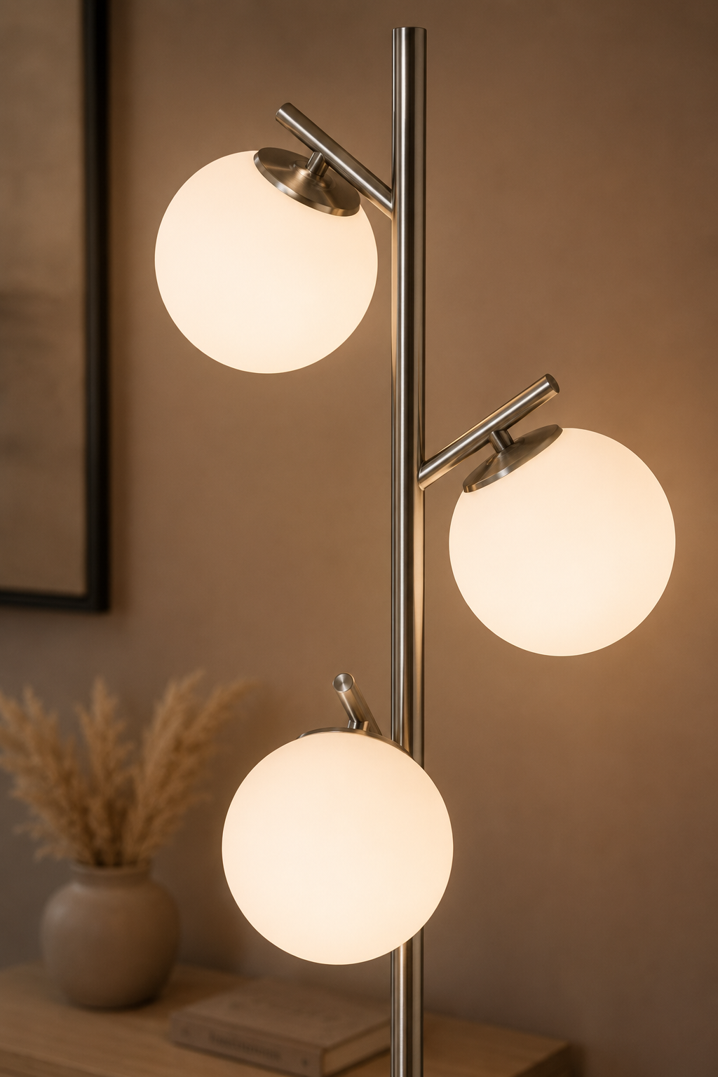 3‑Light Modern Standing Lamp - Silver