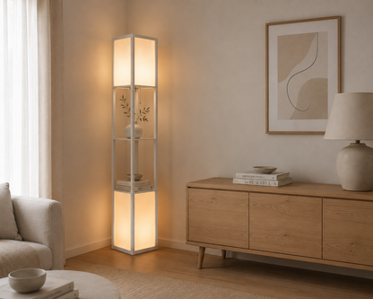 Modern Shelf Lamp with Dual Lighting - Light Grey