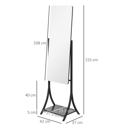 Slimline Adjustable Full‑Length Mirror with Shelf