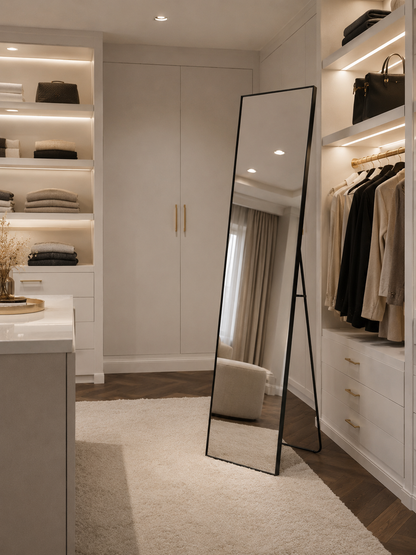 Black Slimline Full‑Length Mirror