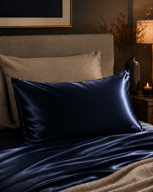 Obsidian Navy - VellaMore’s Bespoke Pure Silk Pillowcase