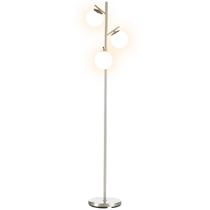 3‑Light Modern Standing Lamp - Silver