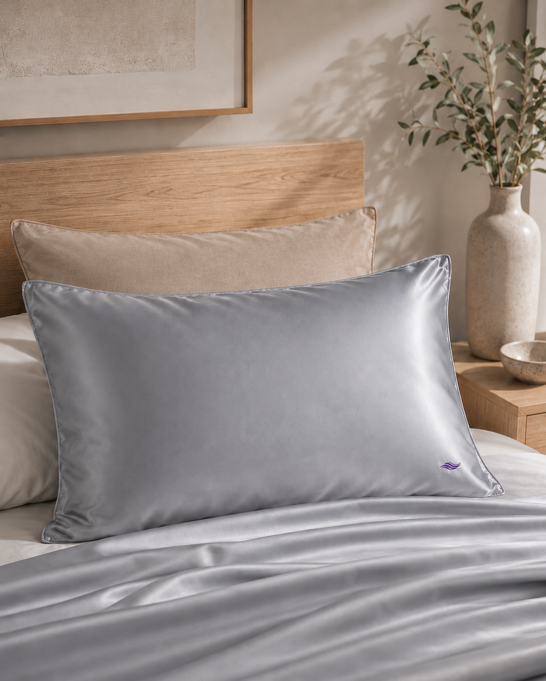 Silver Satin - VellaMore’s Bespoke Pure Silk Pillowcase