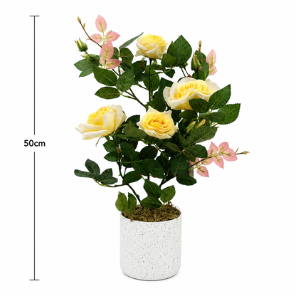 Potted Artificial Yellow Rose