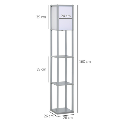 4‑Tier Storage Floor Lamp – Grey