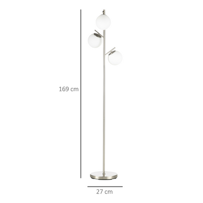 3‑Light Modern Standing Lamp - Silver