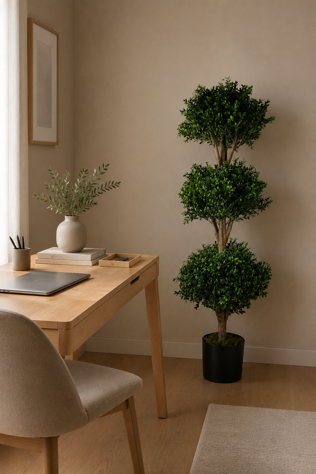 Potted Artificial Triple Ball Topiary