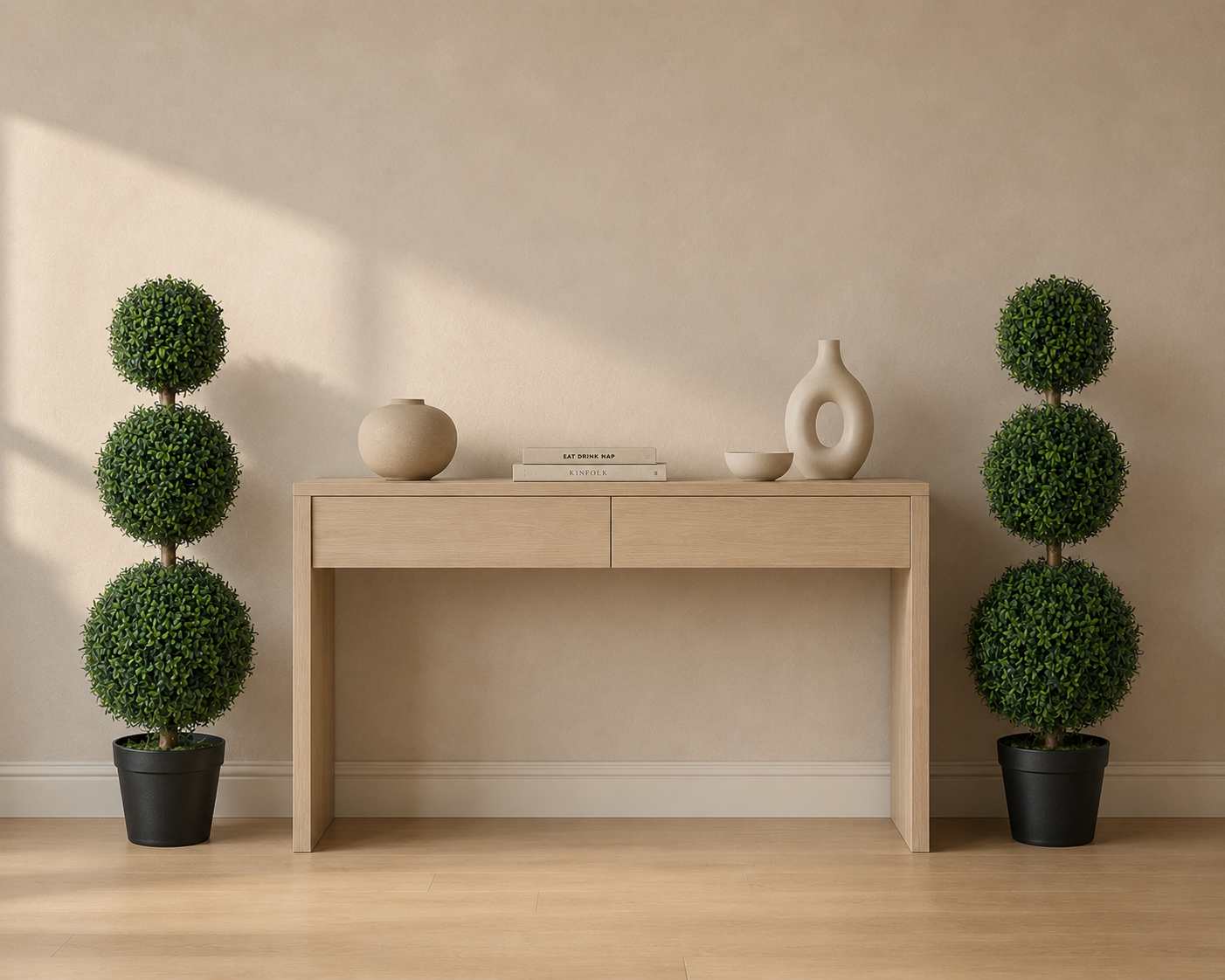 Decorative Artificial Boxwood Trees - Set of 2