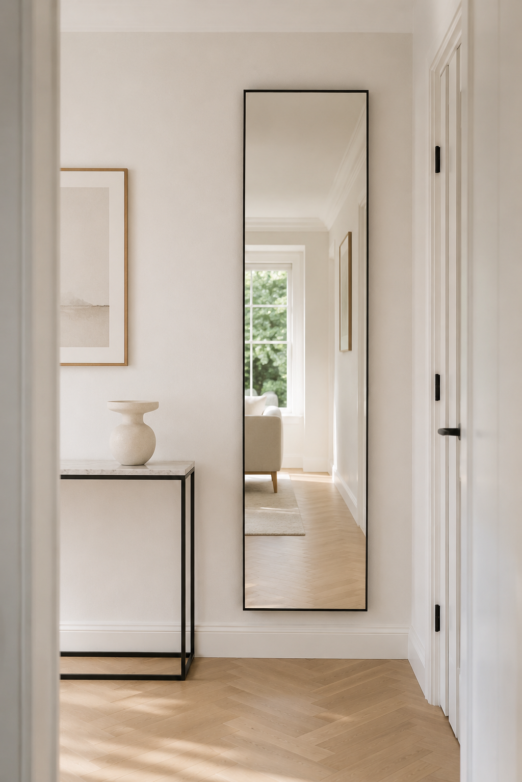 Black Slimline Full‑Length Mirror