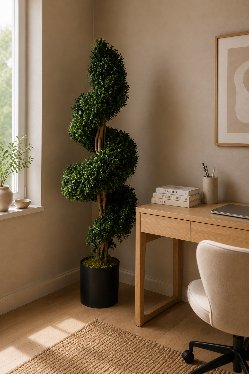 Potted Artificial Spiral Buxus Tree