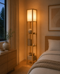 4‑Tier Storage Floor Lamp – Natural