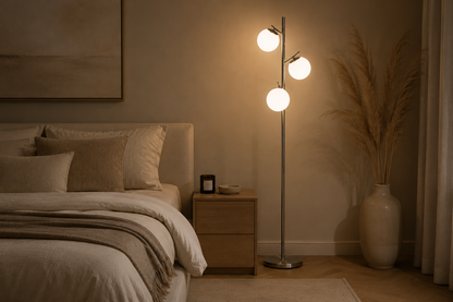 3‑Light Modern Standing Lamp - Silver