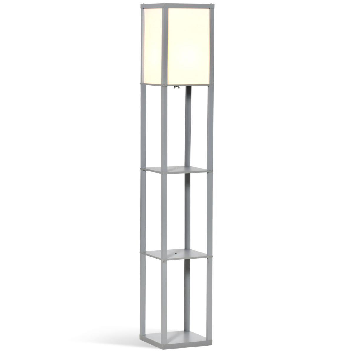 4‑Tier Storage Floor Lamp – Grey
