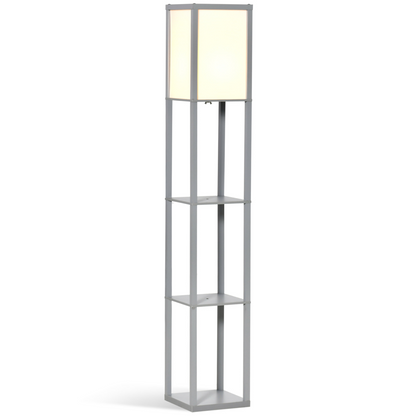 4‑Tier Storage Floor Lamp – Grey